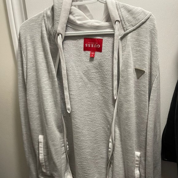 Guess Casual Zip Up Shirt Grey Size Medium - Picture 1 of 3